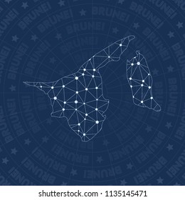 Brunei network style country map. Classy space style, modern design for infographics or presentation.