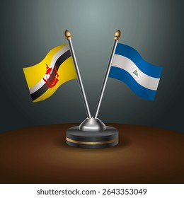 Brunei and Nicaragua table flags relation with gradient backgrund