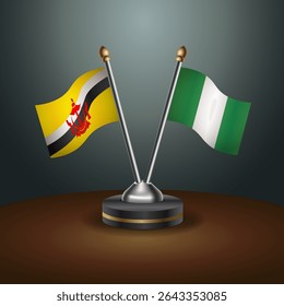 Brunei and Nigeria table flags relation with gradient backgrund