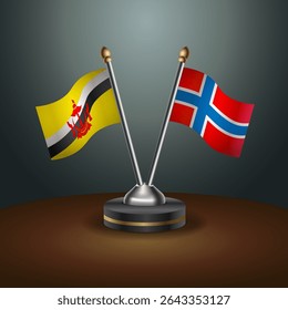 Brunei and Norway table flags relation with gradient backgrund