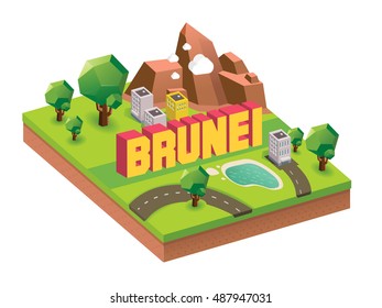 Brunei is one of  beautiful country to visit.vector illustrator