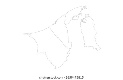 Brunei Outline Map - Hochauflösende Vorlage. Perfekt für Design, Bildung und Präsentationen.