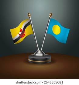 Brunei and Palau table flags relation with gradient backgrund