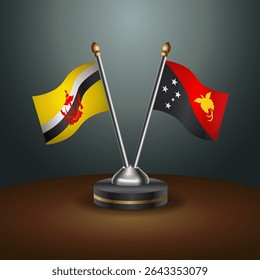 Brunei and Papua New Guinea table flags relation with gradient backgrund