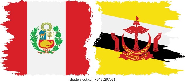 Brunei und Peru Grunge Flaggen Verbindung, Vektorgrafik