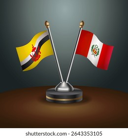 Brunei and Peru table flags relation with gradient backgrund