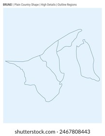 Brunei plain country map. High Details. Outline Regions style. Shape of Brunei. Vector illustration.