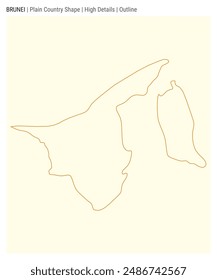 Brunei plain country map. High Details. Outline style. Shape of Brunei. Vector illustration.