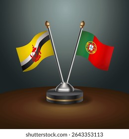 Brunei and Portugal table flags relation with gradient backgrund