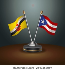 Brunei and Puerto Rico table flags relation with gradient backgrund