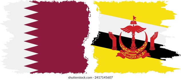 Conexión de banderas gruesas de Brunei y Qatar, vector