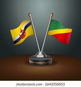 Brunei and Republic of North Congo table flags relation with gradient backgrund