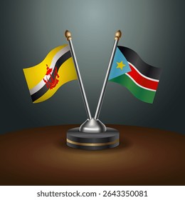 Brunei and Republic of North Sudan table flags relation with gradient backgrund