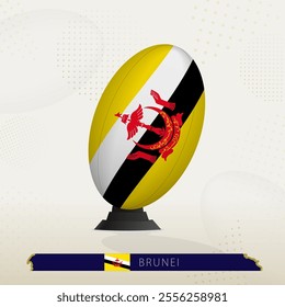 Brunei Rugby Ball on Rugby Kicking Tees with Modern Design. Illustration perfect for sports, national pride, and rugby-related projects.