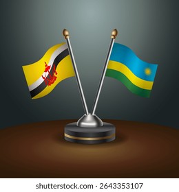Brunei and Rwanda table flags relation with gradient backgrund