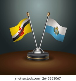Tabela Brunei e São Marinho sinaliza relação com plano de fundo gradiente