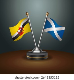 Brunei and Scotland table flags relation with gradient backgrund