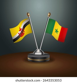 Brunei and Senegal table flags relation with gradient backgrund