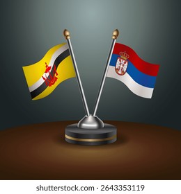 Brunei and Serbia table flags relation with gradient backgrund