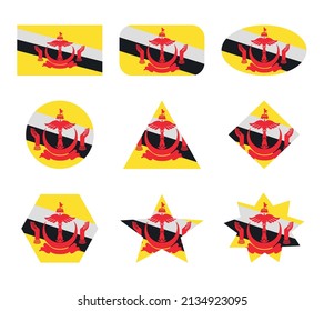 brunei set of flags with geometric shapes