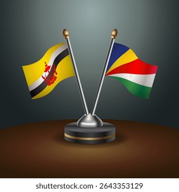 Brunei and Seychelles table flags relation with gradient backgrund