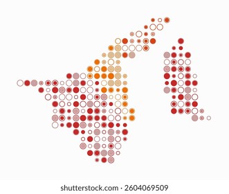 Brunei, shape of the country build of colored cells. Digital style map of the Brunei on white background. Large size circle blocks. Modern vector illustration.