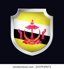 Icono de Bandera Escudo Plateado de Brunéi
