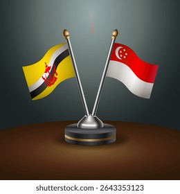 Brunei and Singapore table flags relation with gradient backgrund