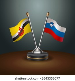 Brunei and Slovenia table flags relation with gradient backgrund