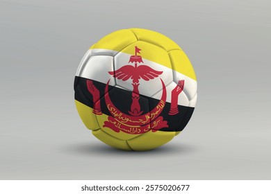 Brunei soccer ball featuring the national flag design on a gray background