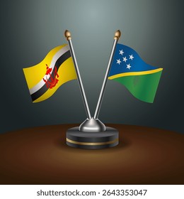 Brunei and Solomon Islands table flags relation with gradient backgrund