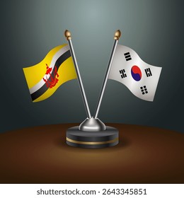Brunei and South Korea table flags relation with gradient backgrund