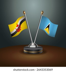 Brunei and ST. Lucia table flags relation with gradient backgrund