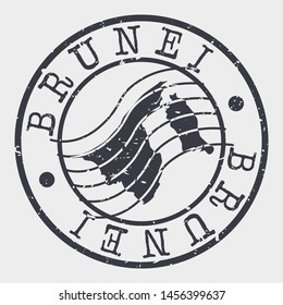 Brunei Stamp Postal. Map Silhouette Seal. Passport Round Design. Vector Icon. Design Retro Travel.