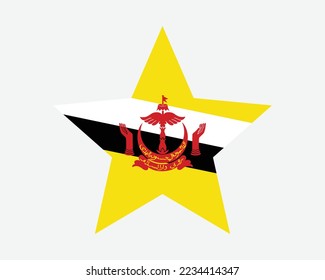 Brunei Star Flag. Bruneian Star Shape Flag. Brunei Darussalam Country National Banner Icon Symbol Vector 2D Flat Artwork Graphic Illustration svg