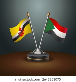 Brunei and Sudan table flags relation with gradient backgrund