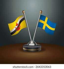 Brunei and Sweden table flags relation with gradient backgrund