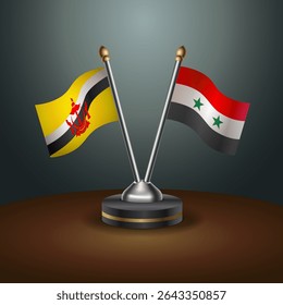 Brunei and Syria table flags relation with gradient backgrund