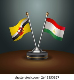 Brunei and Tajikistan table flags relation with gradient backgrund