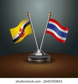 Brunei and Thailand table flags relation with gradient backgrund