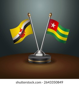 Brunei and Togo table flags relation with gradient backgrund