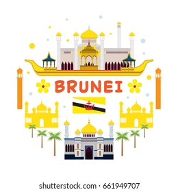 Brunei Travel and Attraction Label, Landmarks, Tourism and Traditional Culture