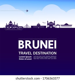 Brunei  travel destination grand vector illustration. 