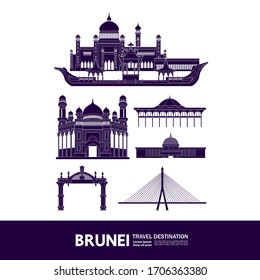 Brunei  travel destination grand vector illustration. 