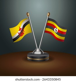 Brunei and Uganda table flags relation with gradient backgrund