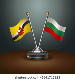 Brunei and ulgaria table flags relation with gradient backgrund