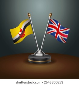Brunei and United Kingdom table flags relation with gradient backgrund