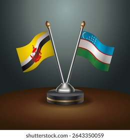 Brunei and Uzbekistan table flags relation with gradient backgrund