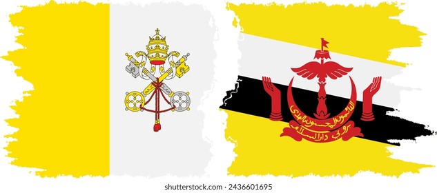 Brunéi y el Vaticano grunge banderas de conexión, vector