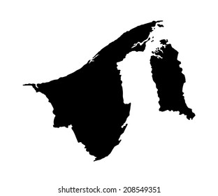 Brunei vector map high detailed silhouette illustration isolated on white background. 